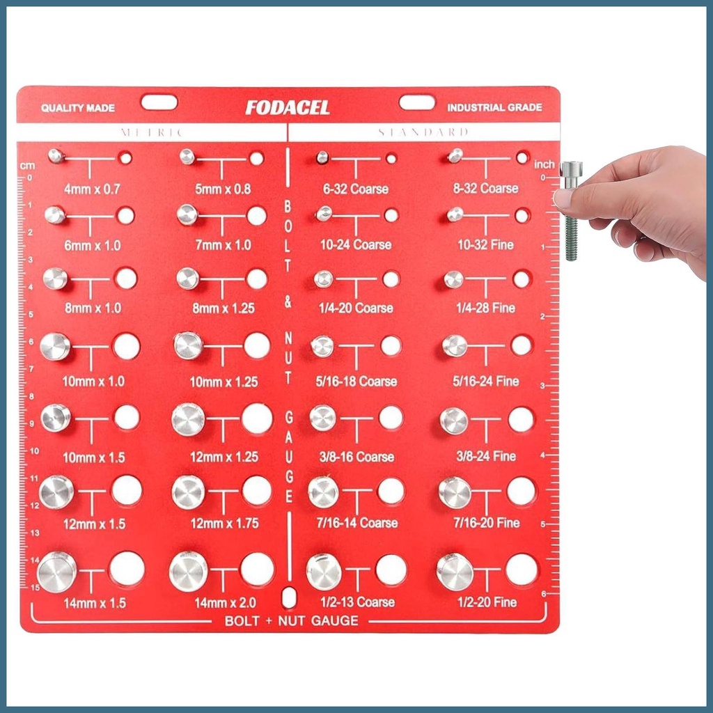Nut and Bolt Thread Checker Bolt Size Gauge Identifier Inch & Metric