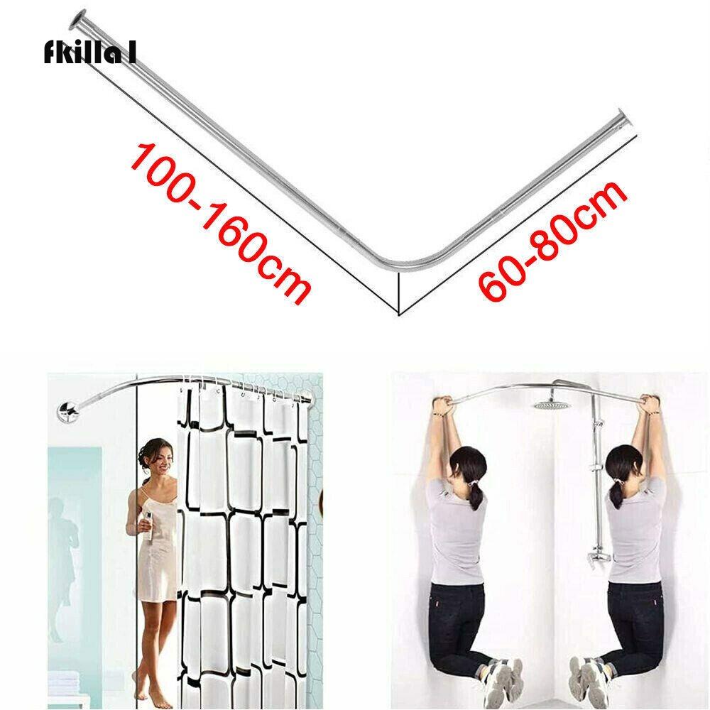 FKILLAONE Curved Bath Pole, Stainless steel L Shape Shower Curtain Pole