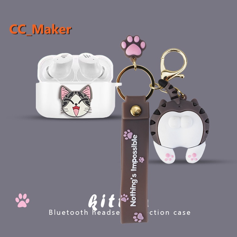 For EDIFIER TWS1 Pro2 Case Cute Cat Kurumi Keychain Pendant