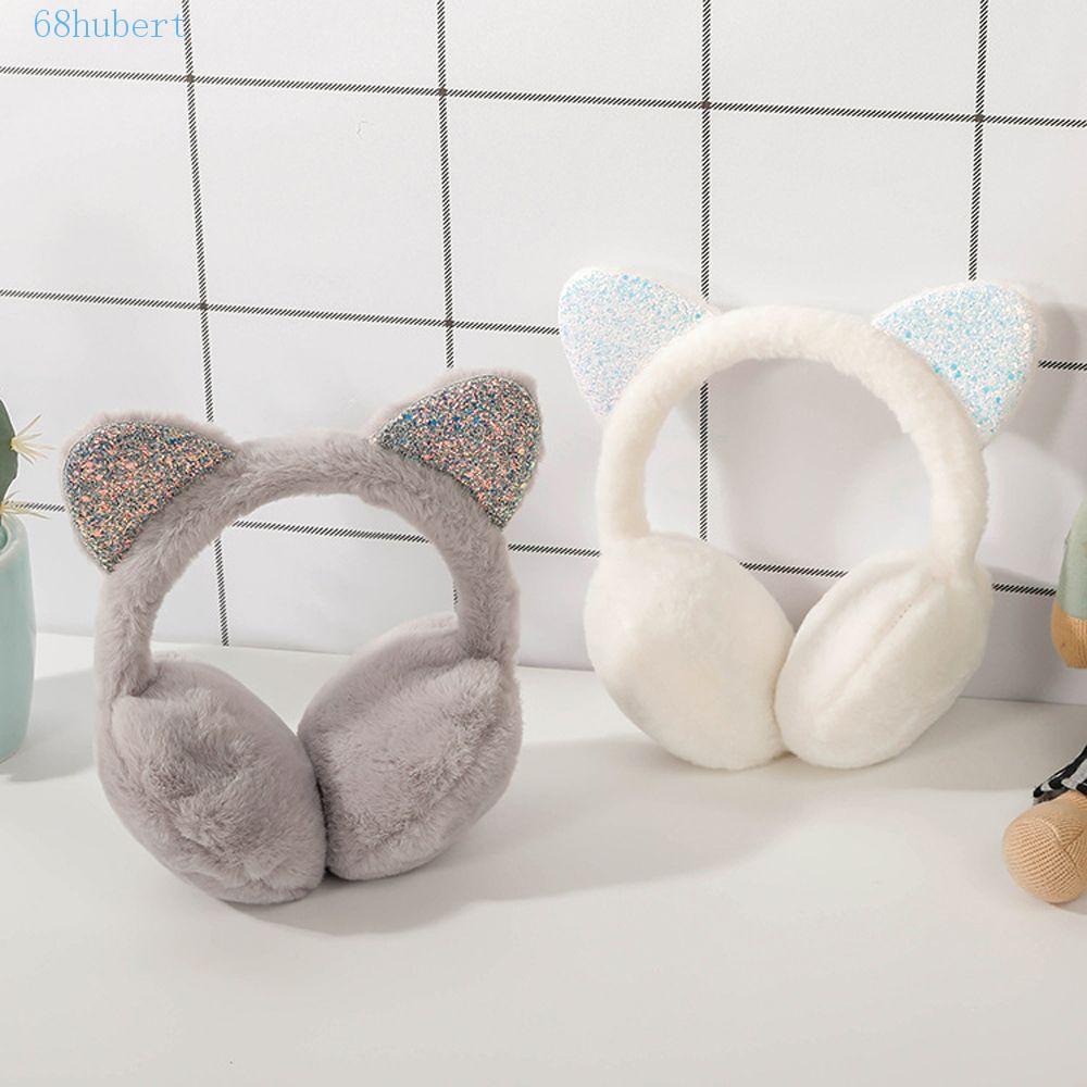 HUBERT Women Earmuffs Cute Soft Wind Proof For Girls Cat Ears Shiny