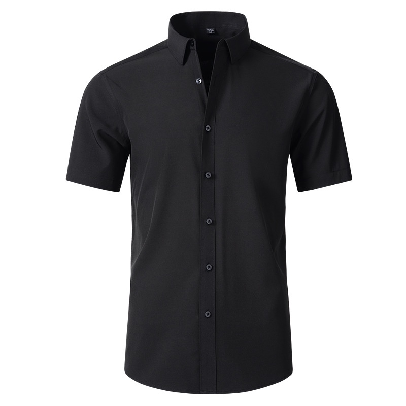 stretch black button up shirt