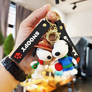 Snoopy Cartoon Kawaii Keychain 2023 Cute Couple Chain Soft Rubber Schoolbag  Charm Small Pendant Key Ring Gift Jewelry Aesthetic