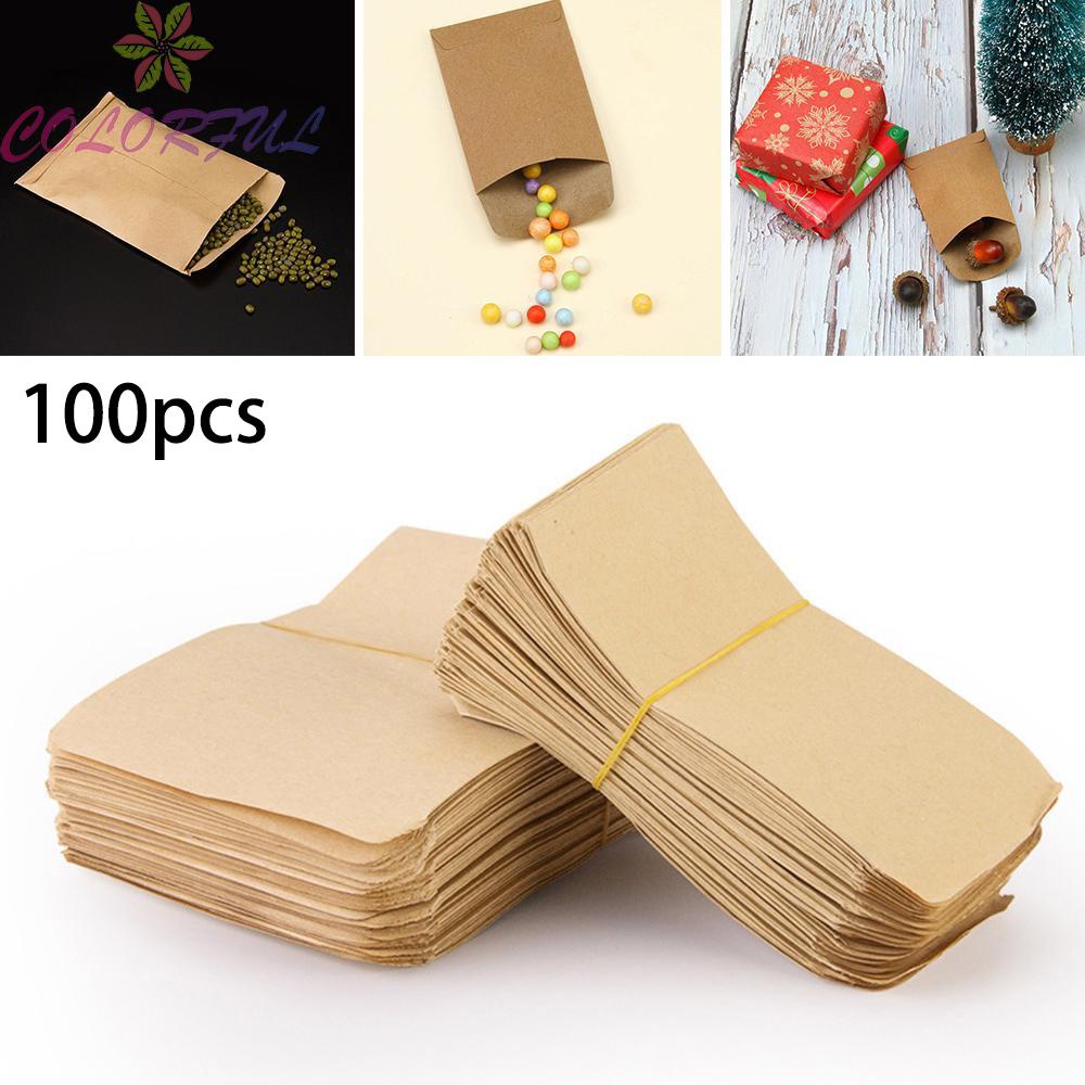 100PCS/Set Envelopes Kraft Paper Bags Small Coin Packets Envelopes ...