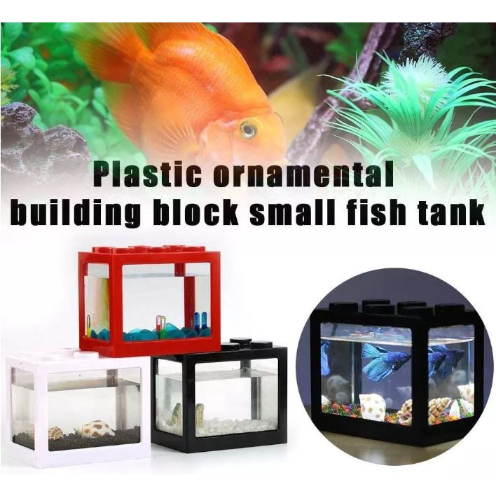 Aquarium Tank Gifts New Building Block Ornamental Betta Fish Tank Mini ...
