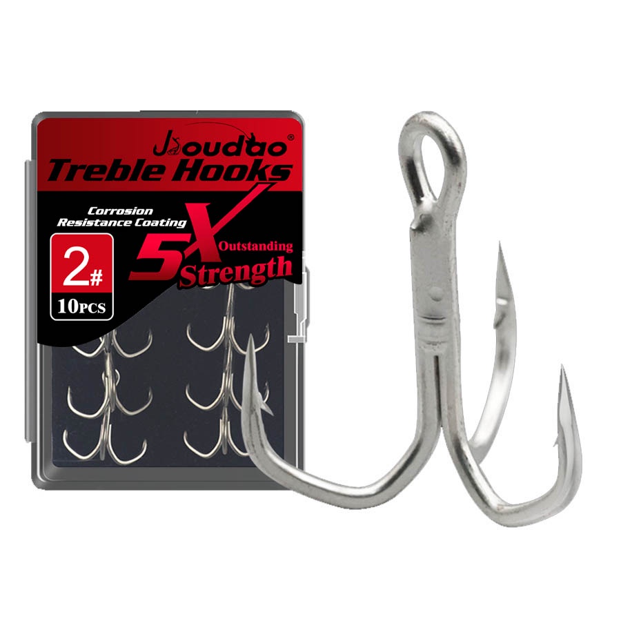 Saltwater Treble Hooks 10Pcs 2 4 6 8 10 Large Size 5X Strong
