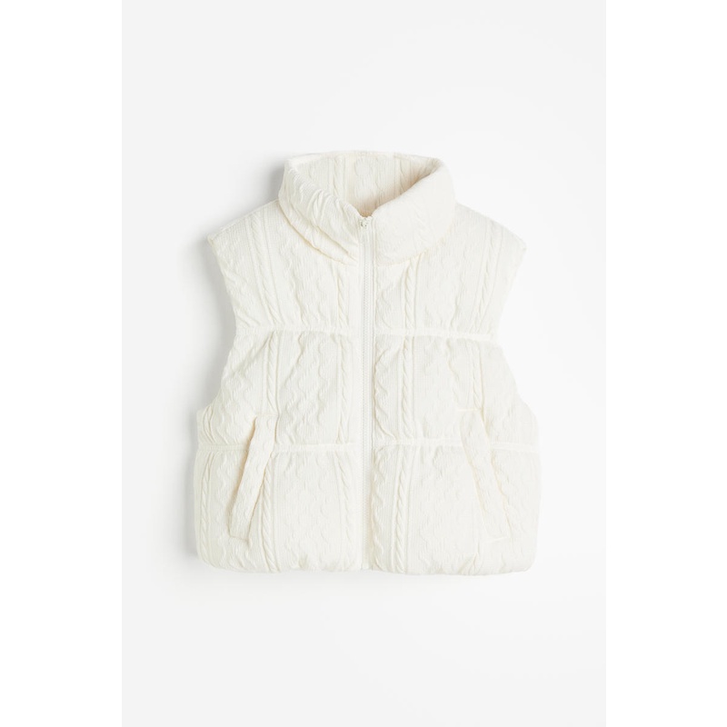 H M Textured weave puffer gilet White Light Shopee Singapore