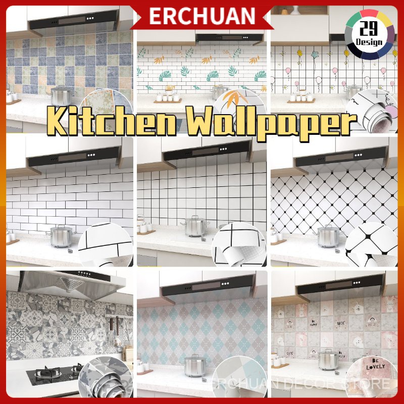 Kitchen Waterproof Wallpaper Self Adhesive Oil Proof Wall Stickers ...