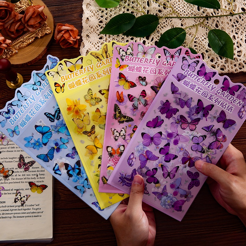 2 Sheets Butterfly Garden Series Decoration Stickers Waterproof ...