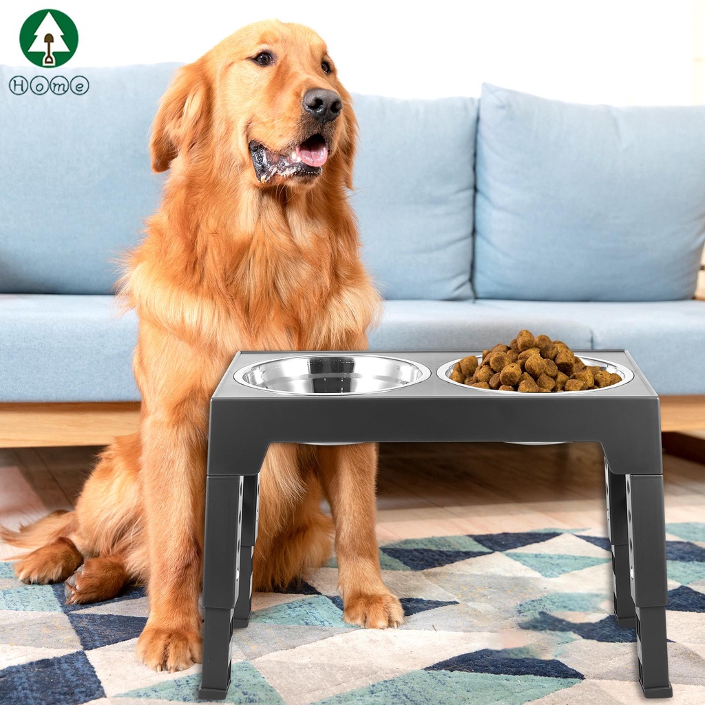 Elevated Dog Bowls with Stand NonSlip Raised Dog Dish with 2 Stainless