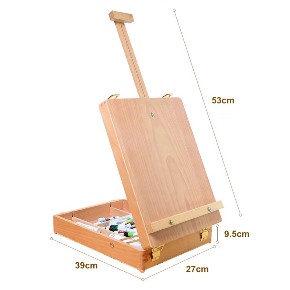 Beechwood Small Adjustable Wood Table Sketch box Easel Portable Wooden ...