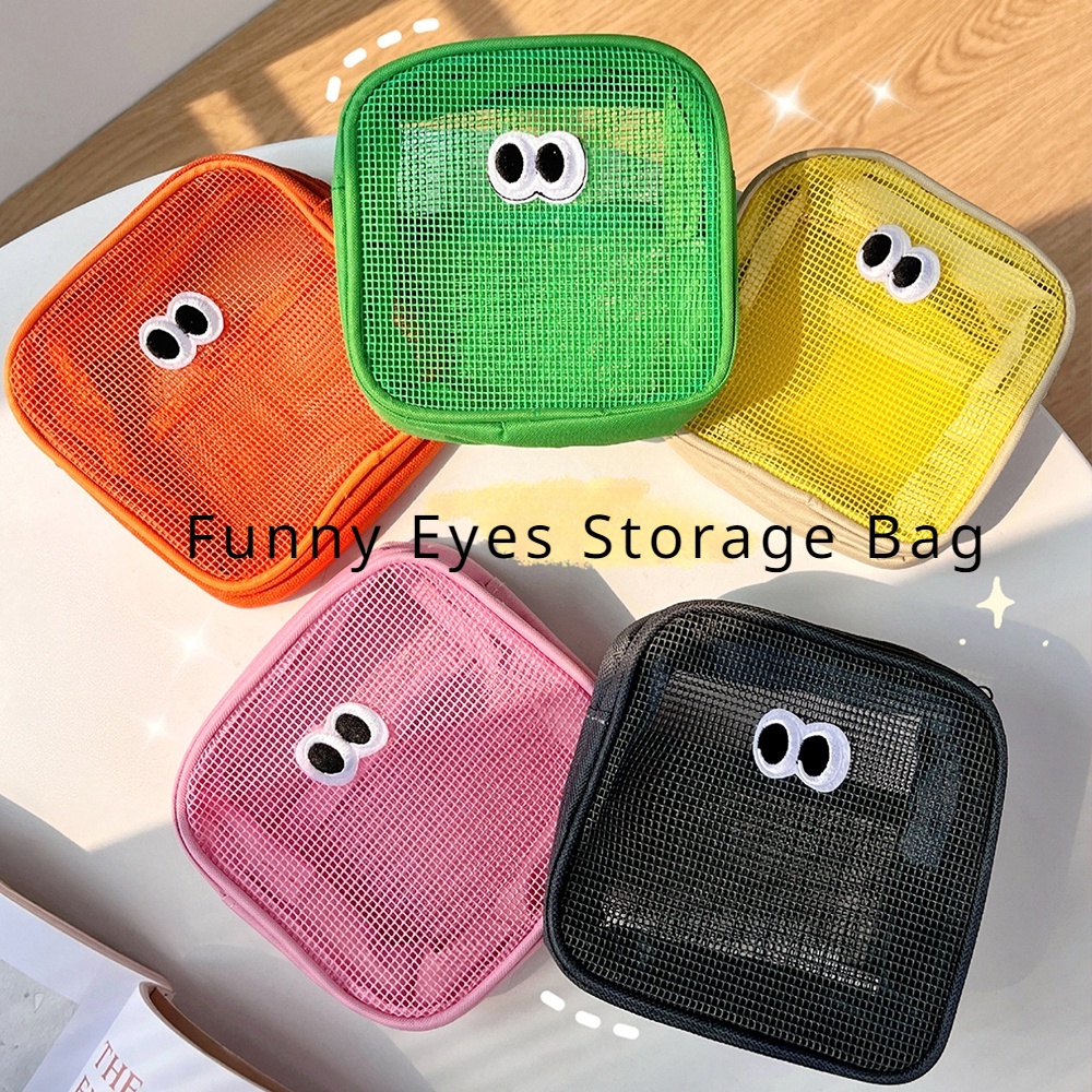 Funny Eyes Storage Bag Cartoon Power Bank Pouch Multifunctional