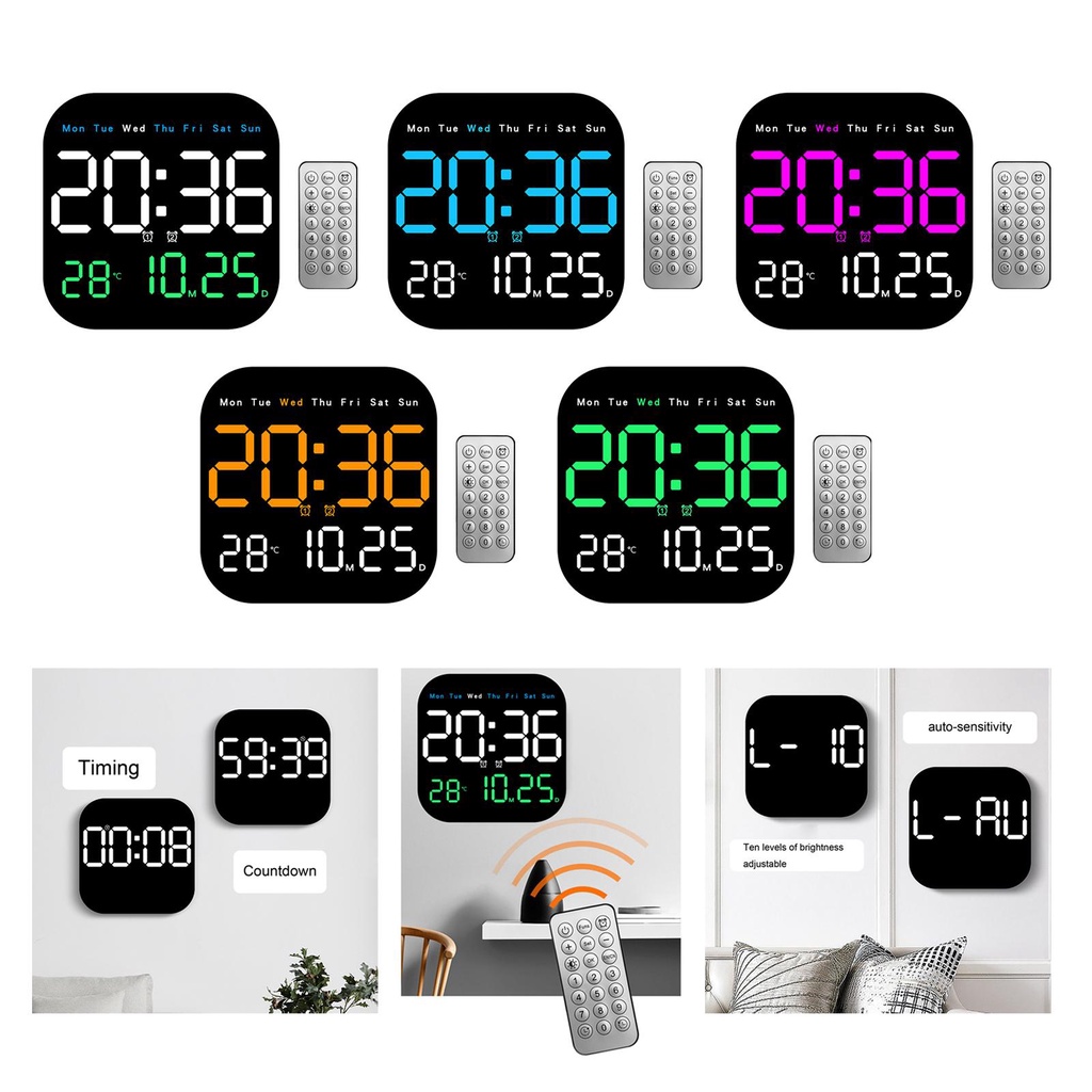 [szxflie3xh] Digital Alarm Clock Wall Clock LED Display for Shelf ...