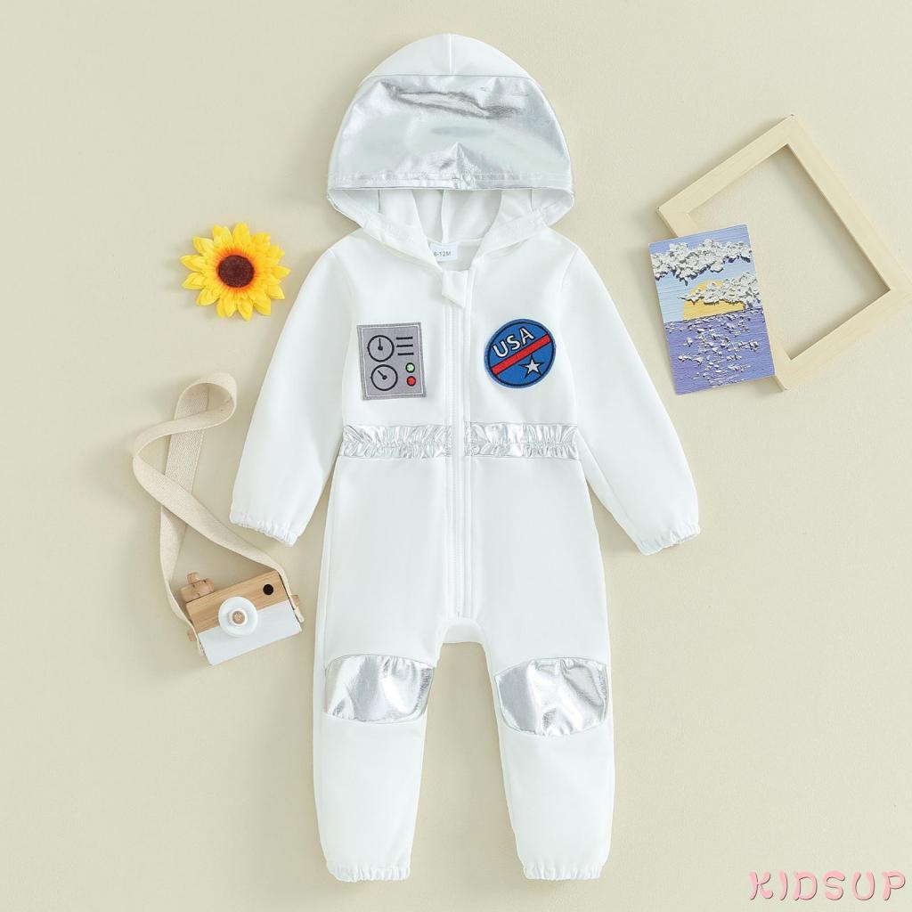 KIDSUP1Baby Astronaut Costume Cute Long Sleeve Hooded Romper Halloween