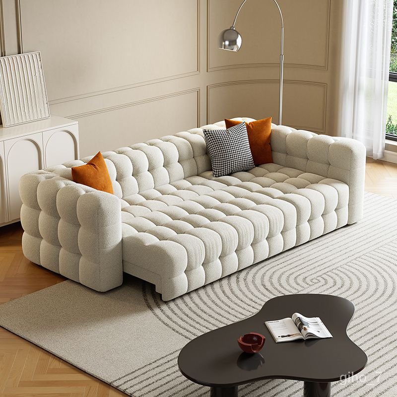 Cream Fabric Sofa - Cotton Candy Style Living Room