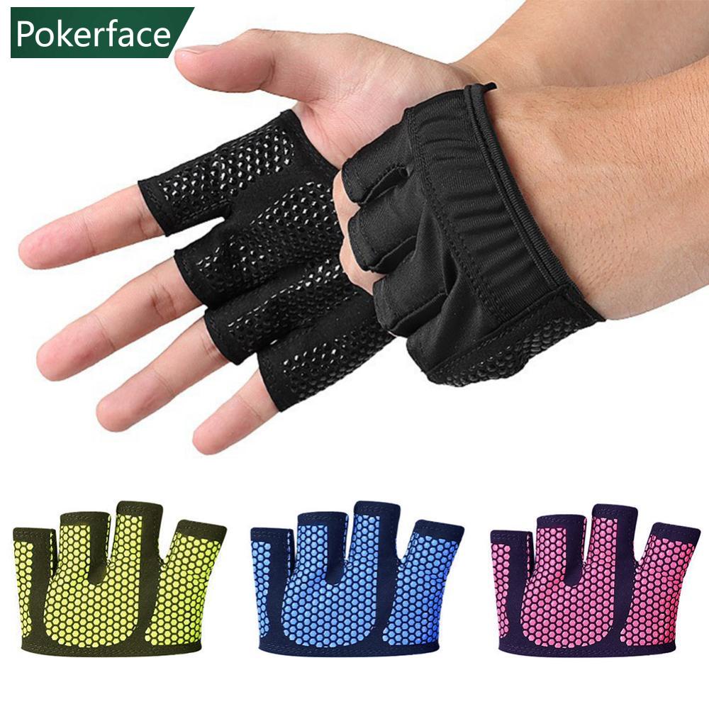 POKERFACE 1Pair Non Slip Silicone Yoga Half Palm Gloves Outdoor