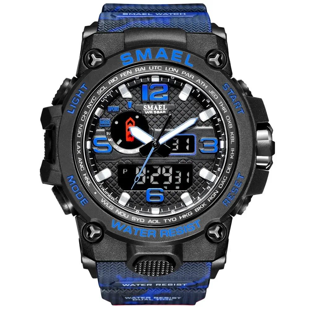 SMAEL1545D Quartz Military Watch Sport New Mens Watches For Men 50M Waterproof Clock Alarm reloj hombre Dual Display Wristwatch Shopee Singapore