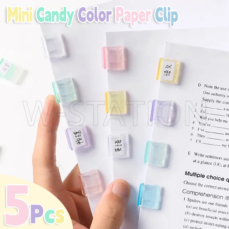 5Pcs Mini Candy Color Paper Clip Pusher / Transparent Plastic Staples ...