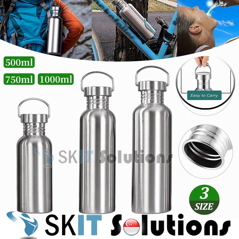 500ml 750ml Stainless Steel Sports Single Walled Water Bottle Metal