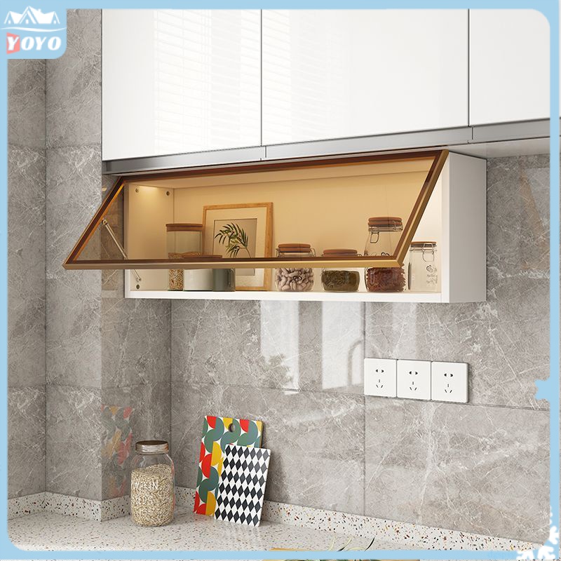 Kitchen solid wood wall mounted under spice hanging glass wall wall