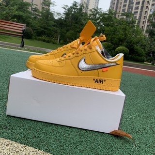 Nike Air Force 1 Low Off-white University Gold Metallic Silver in Yellow