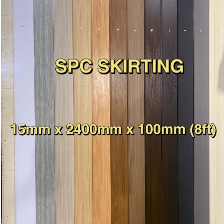 SPC Skirting 15mm x 2400mm x 100mm / Tak Perlu Cat BaseBoard Wall Line ...