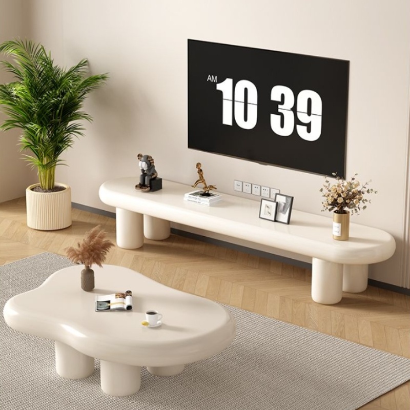 Cream style TV coffee table living room simple modern small