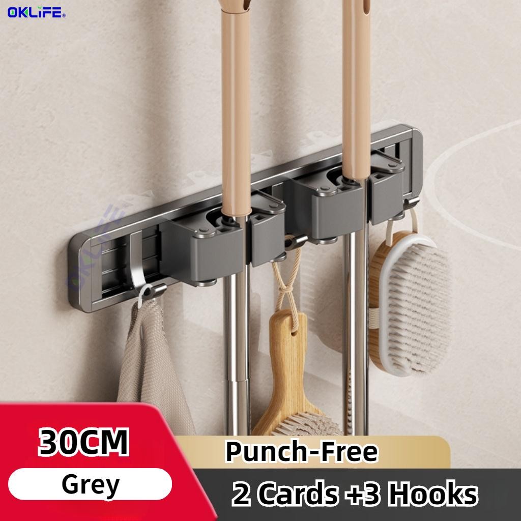Mop clip wall-mounted broom mop hook artifact free punch bathroom storage storage rack snap mop rack alternate view
