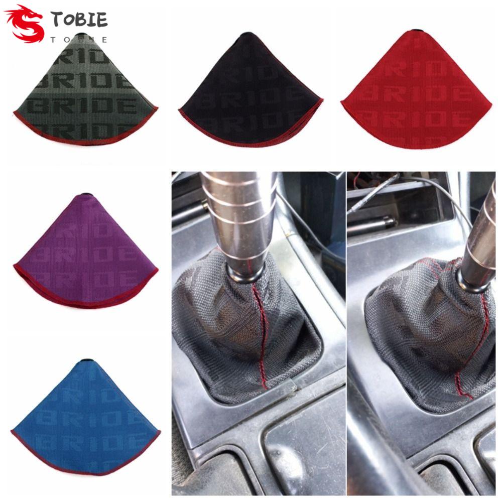 TOBIE JDM Style Shift Knob Boot Cover, Red Stitching Cloth, Shifter