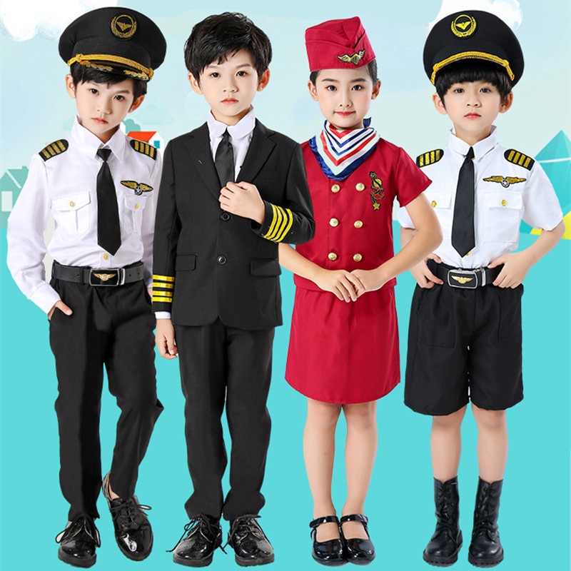 [sg Stock] Halloween Costume Captain Cabin Crew Uniform Air Flight 