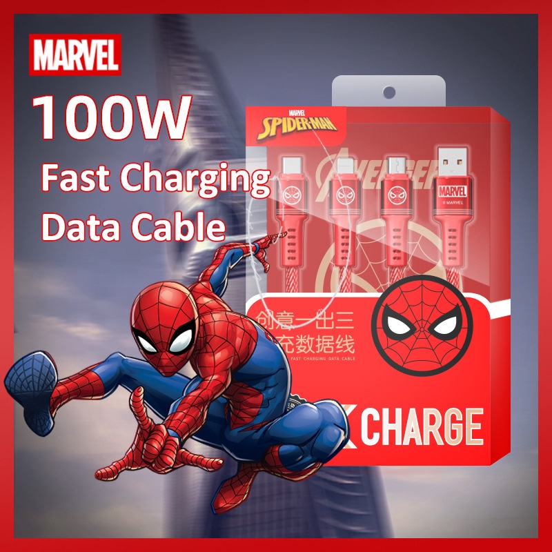 100W Marvel Avengers SJ-722 Fast Charging Data Cable Ironman Spiderman ...