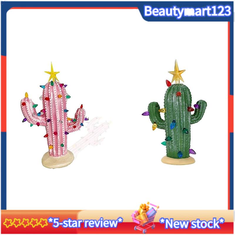 【BM】Cactus Christmas Tree, Light Up Christmas Cactus Vintage Resin
