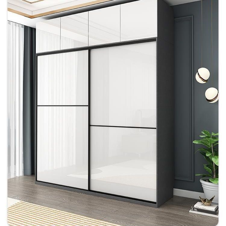 Solid Wood Light Luxury Sliding Door Wardrobe Household Bedroom Sliding ...