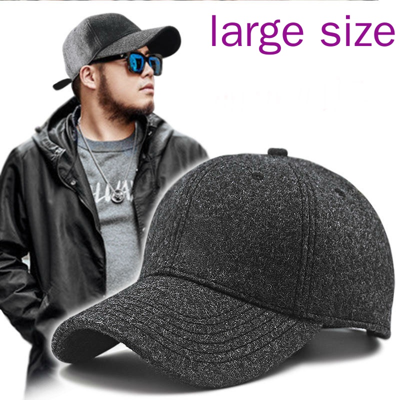 Male Winter large size felt baseball cap big head men fleecelined