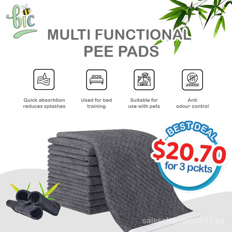 BIC CHARCOAL Pet Training Pads Disposable Pee Pad Diaper for Dogs, Cats