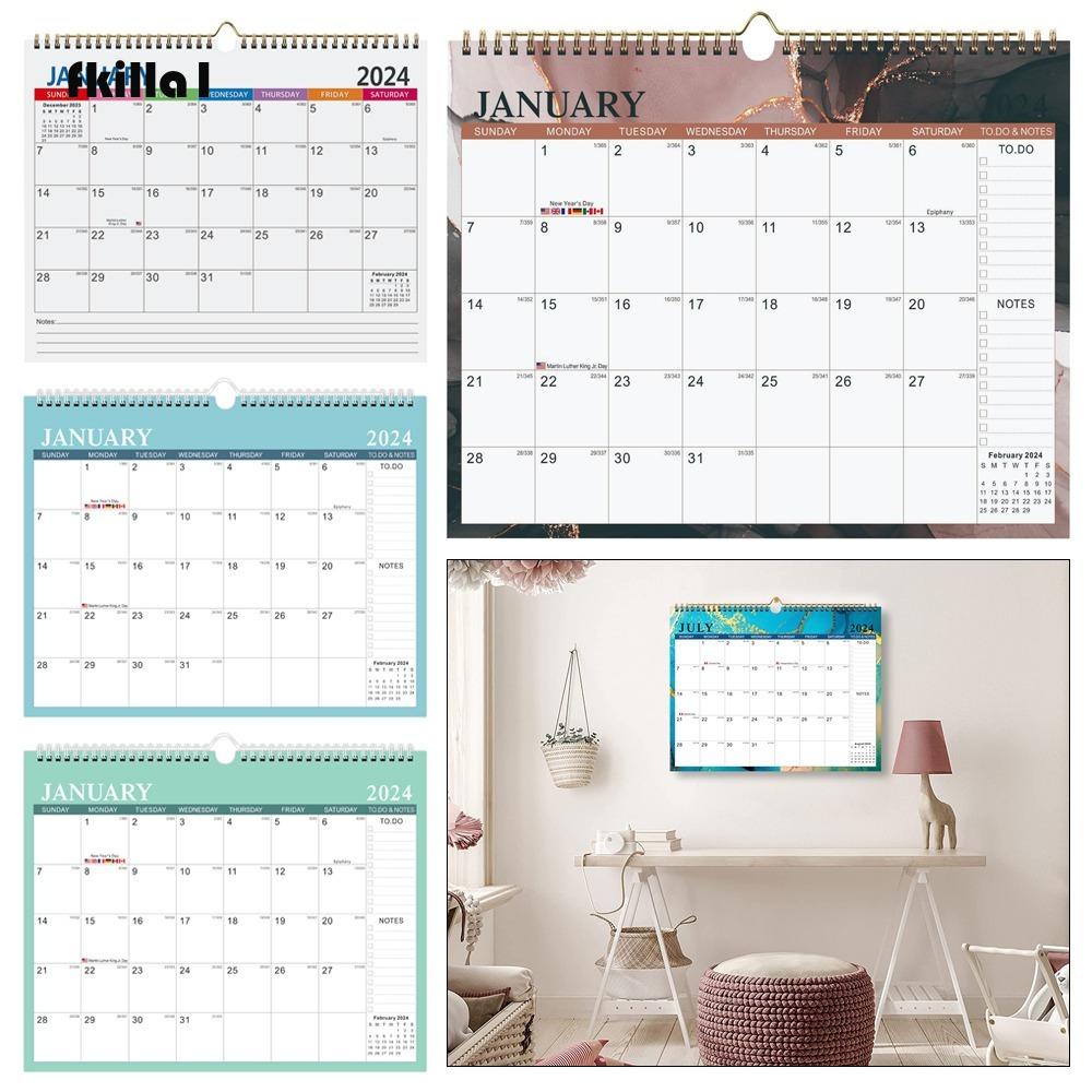 FKILLAONE 2024 English Wall Calendar, Schedule Paper Year Planning Note