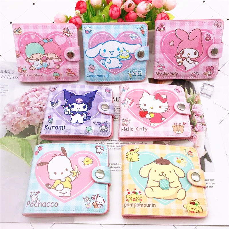 New Sanrio Coin Purse Multi-Slot Melody Kuromi Cinnamoroll PU Casual ...