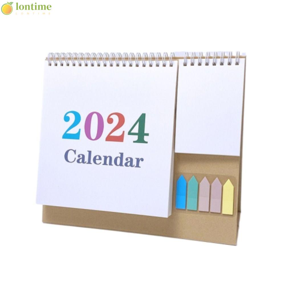 LONTIME Daily Yearly Agenda, 2024 Writable Desktop Paper Calendar, High