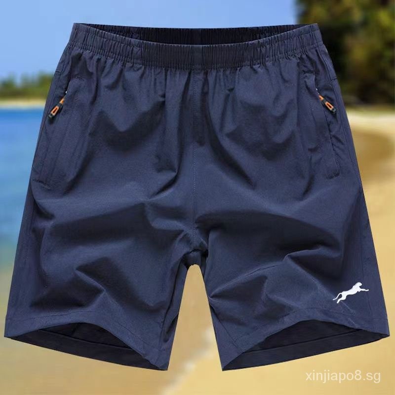 Shorts Summer Stretch Ice Silk Quick-Drying Beach Pants Men's Large Trunks Five Points Breathable plus Size Casual Loose Sports Umjr