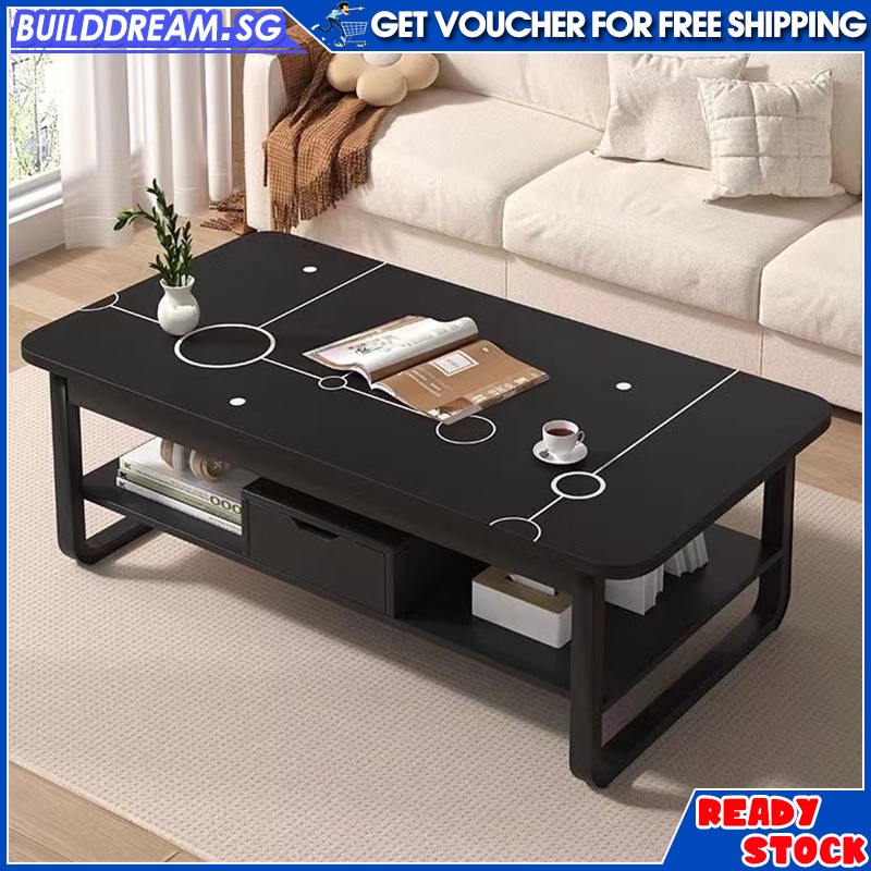Nordic Style Wooden Coffee Table with Drawer Home Living Room Creative ...