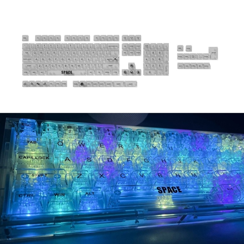 DOU 132 keys MDA Profile Transparent Keycap Set Backlit Keycaps for ...