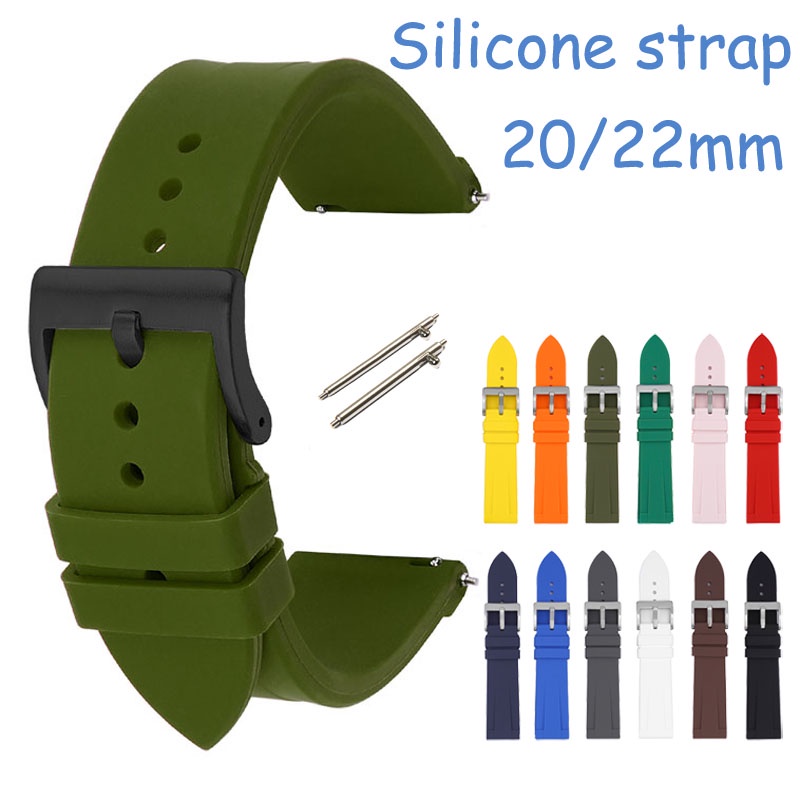 Sport Silicone Watch Strap 20mm 22mm Soft Rubber Smart Watch Band Quick Release Wrist Bracelet 7411