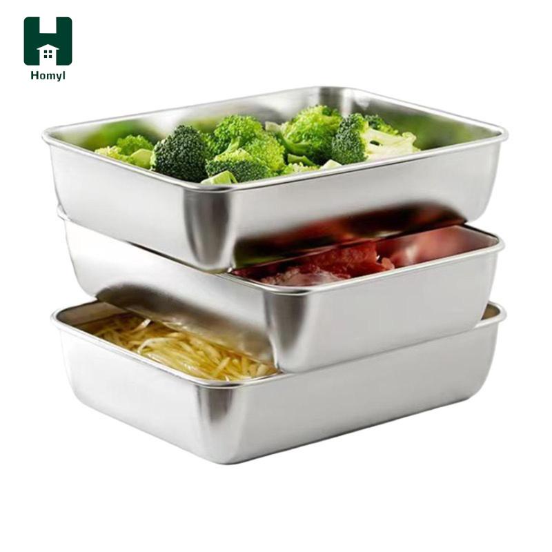 Stainless Steel Plate Storage Platter with Cover Dustproof Dish Salad