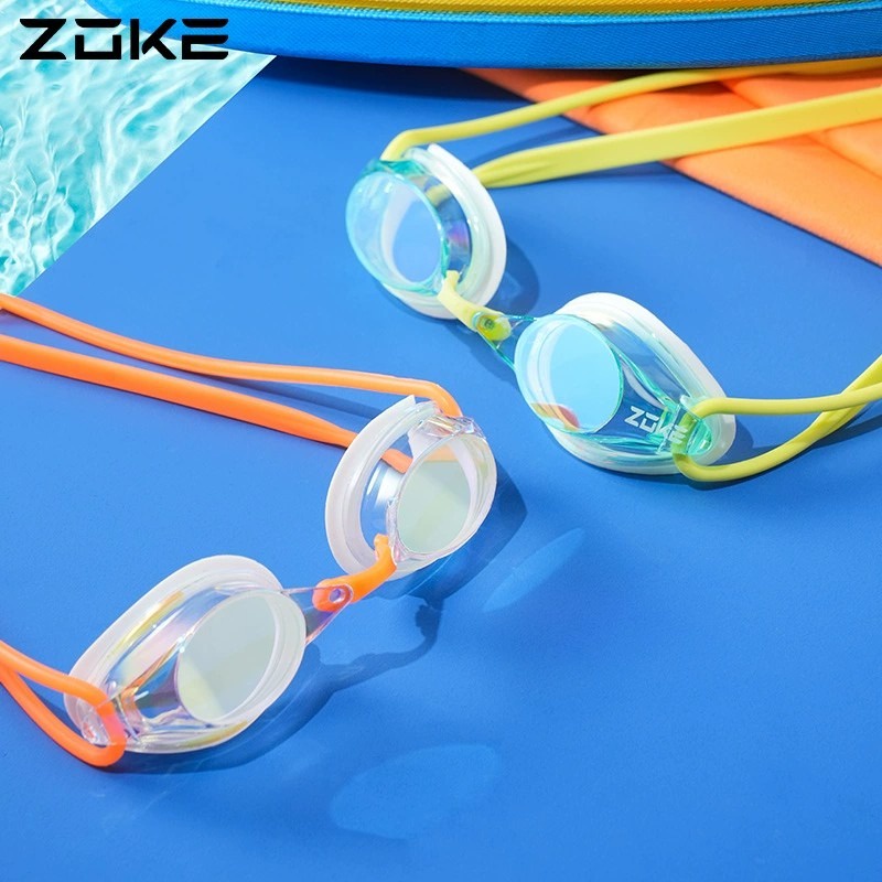 Zoke Youth Professional Training Goggles High-definition Waterproof  Anti-fog Girls Boys Racing Swimming Glasses