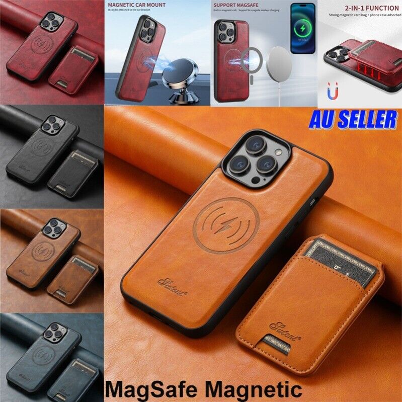 For iPhone 15 14 Pro Max Plus Leather Case Card Holder