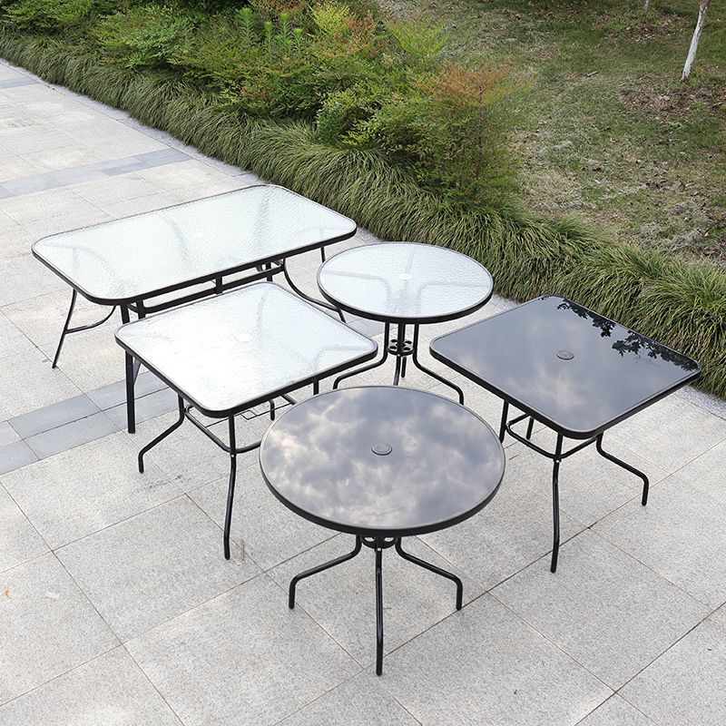 Outdoor Folding Table Tempered Glass Dining Table Round Coffee Table ...