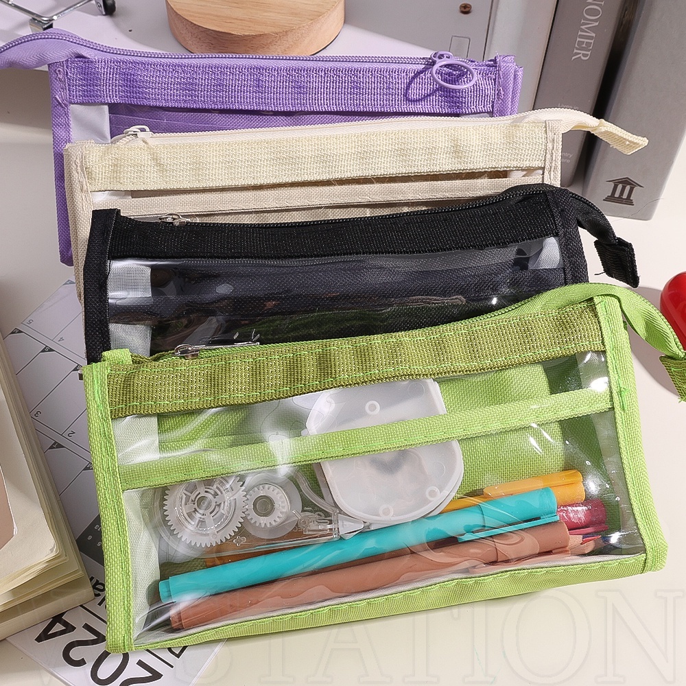 Large Capacity Japanese Transparent Pencil Case / Sixlayer Multigrid