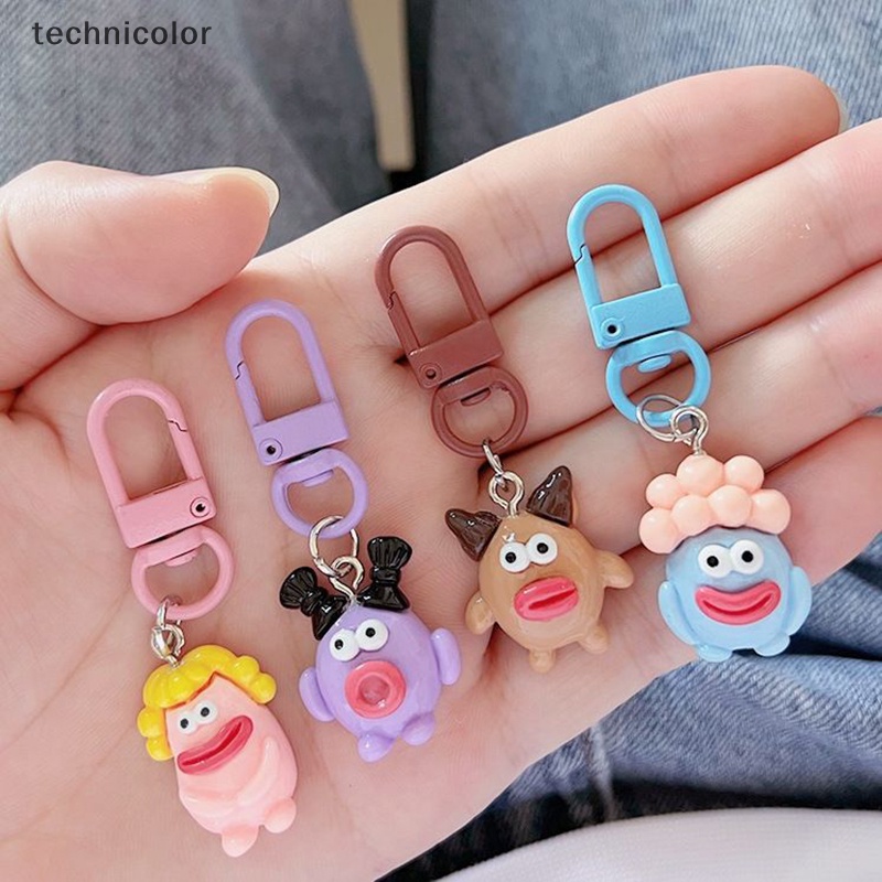 【TESG】 Cute Ugly Sausage Big Mouth Monster Keychain Funny Clown Key ...