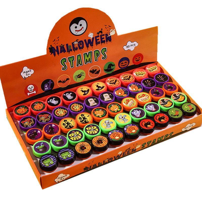 Cute Halloween Stamps Children Round 25 Patterns Colorful Small Stamps