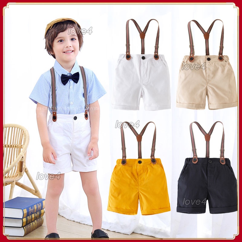 White shorts clearance with suspenders