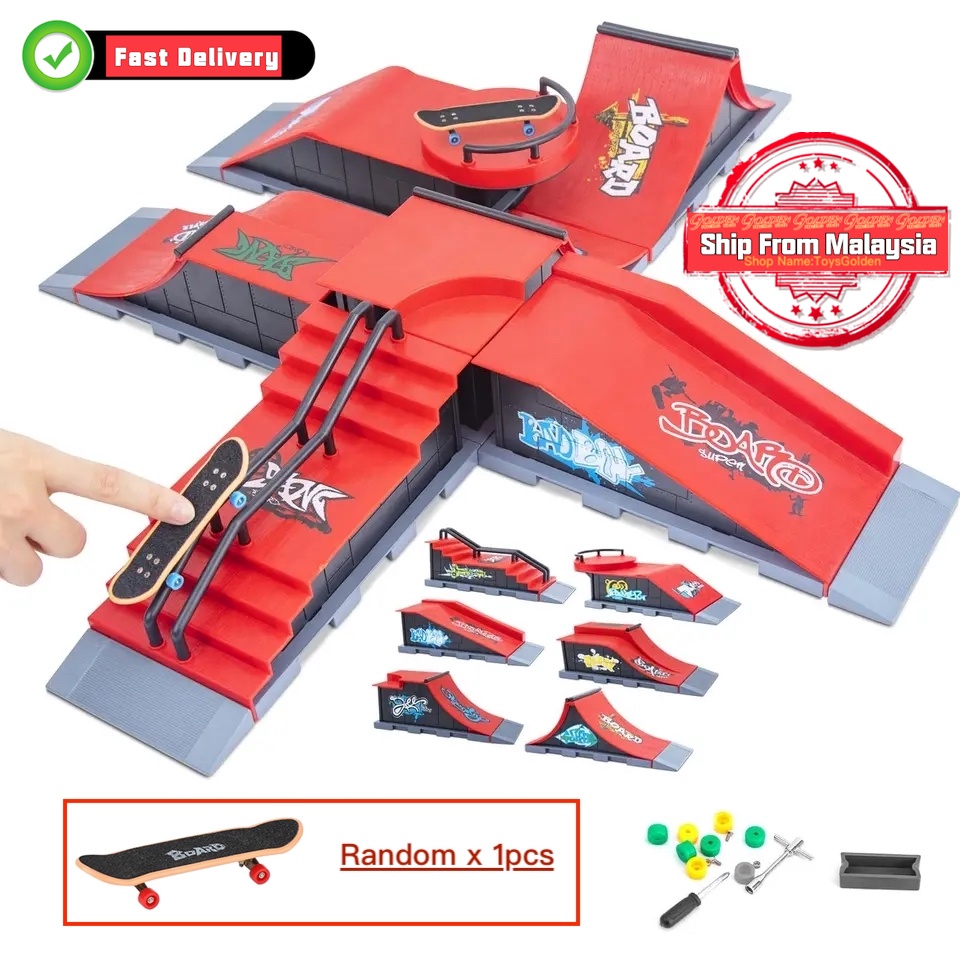 Mini Fingerboard Skate Park Rampe Kit Tech Deck – Set Complet Pour Finger Skate Avec Rampe Et Accessoires, Bundle Enfant